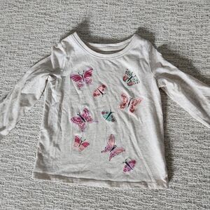Jumping beans Butterfly Print toddler Shirt 3T Cream softest tee